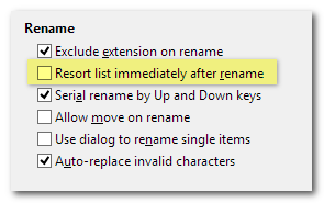 重命名后不自动排序