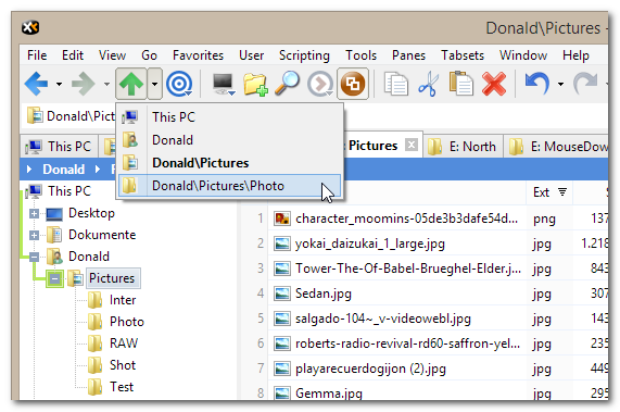 向上按钮的面包屑菜单