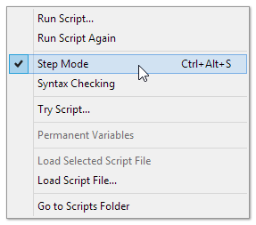 脚本菜单，单步模式